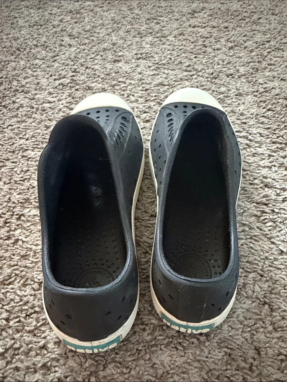 Native Kids Water Shoe Slip-On in Black with White Toe